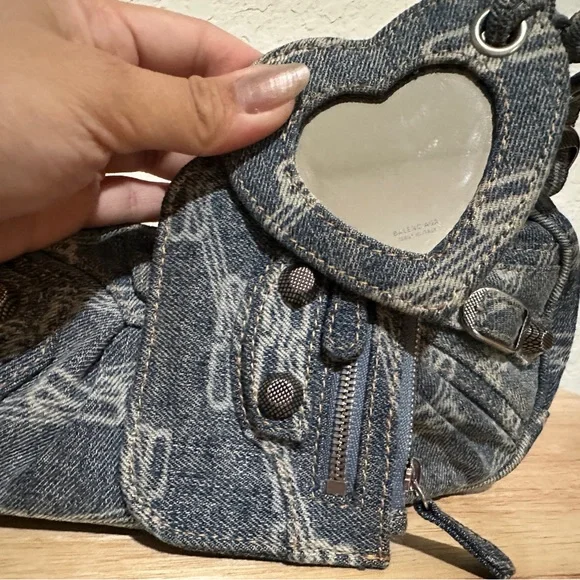 Balenciaga Le Cagole BB Monogram Denim Mini Shoulder Bag - Picture 7 of 8